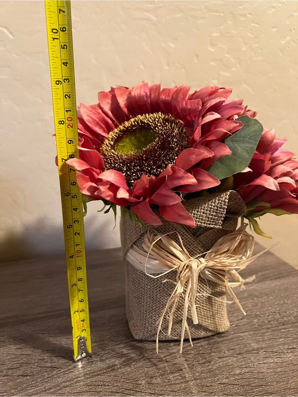 Sunflower Pink Bouquet Burlap Straw Fall Potted Homegoods NWT